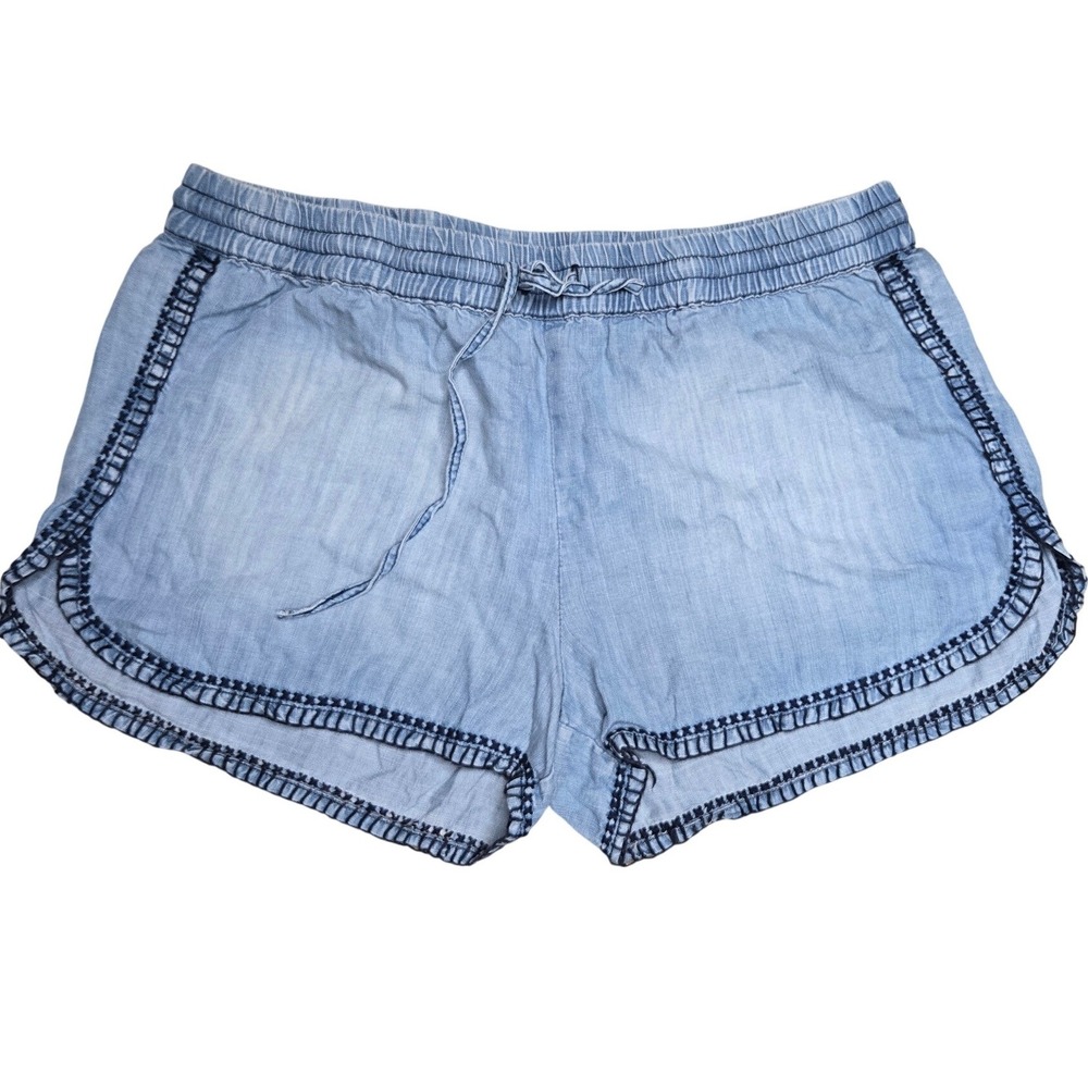 Cloth & Stone 100% Tencel Lyocell Chambray Dolphin Hem Pull-On Short Size Large‎